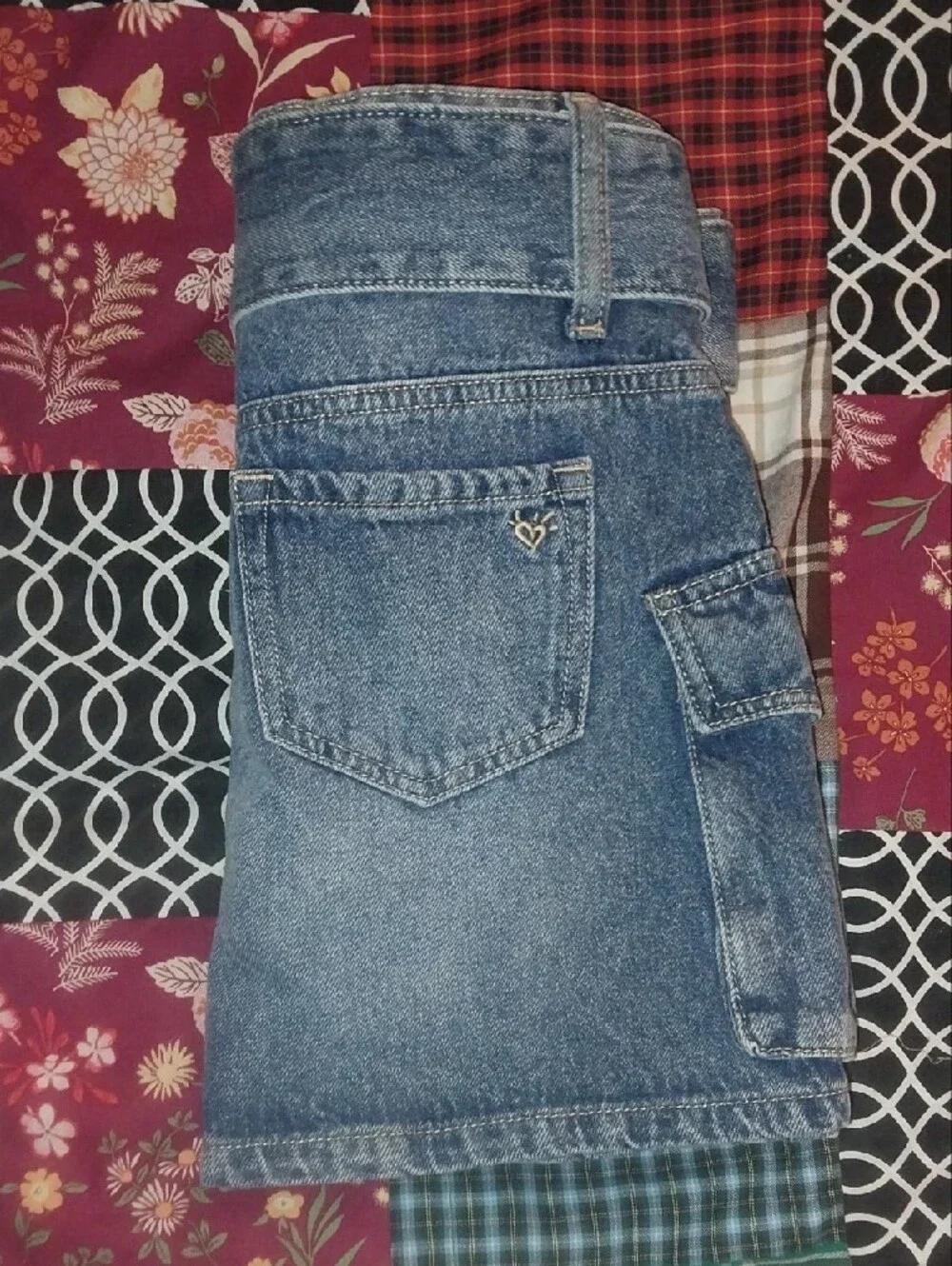 Denim Cargo Mini Skort with Belt - Blue